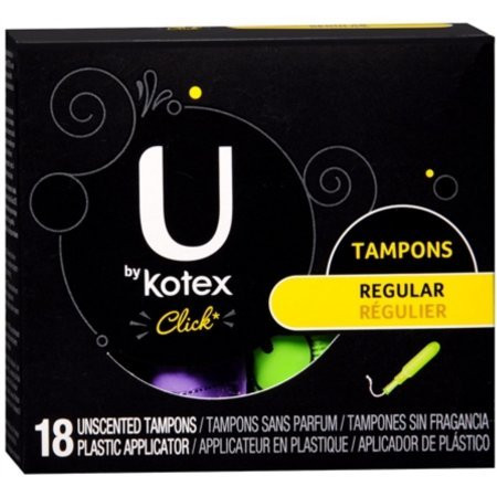 U by Kotex Click Unscented Tampons Regular 18 Each Pack of 2 WLM
