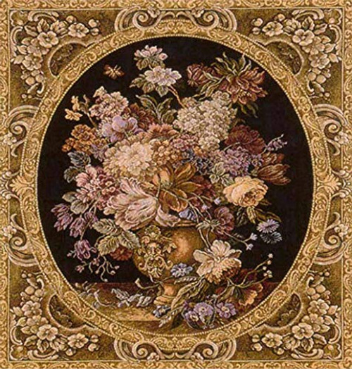 Vooft 5D DIY Diamond Painting Kits Beautiful Cushion Antique Tapestry Floral Full Drill Painting Arts Craft Canvas for Home Wall Decor Full Drill Cross Stitch Gift 20X16 Inch