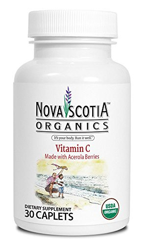 Nova Scotia Organics Vitamin C 30 Caplets Organic Vegan Vegetarian GMO Free Acerola