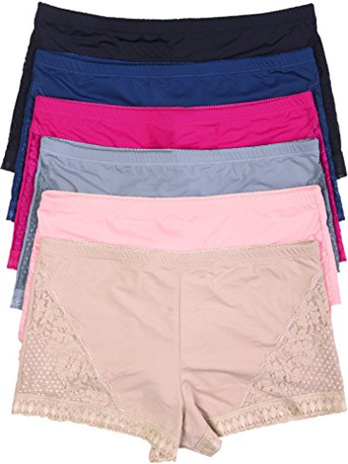ToBeInStyle Womens 6 Pack Lace Sides Seamless Boyshorts - Assorted - 2X