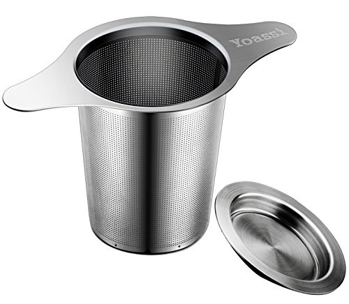 Yoassi Extra Fine FDA Approved 8/18 Stainless Steel Tea Infuser Mesh Strainer with Large Capacity & Perfect Size Double Handles for Hanging on Teapots,Mugs, Cups to steep Loose Leaf Tea and Coffee Yoassi Extra Fine FDA Approved 8/18 Stainless Steel Tea Infuser Mesh Strainer with Large Capacity & Perfect Size Double Handles for Hanging on Teapots,Mugs, Cups to steep Loose Leaf Tea and Coffee