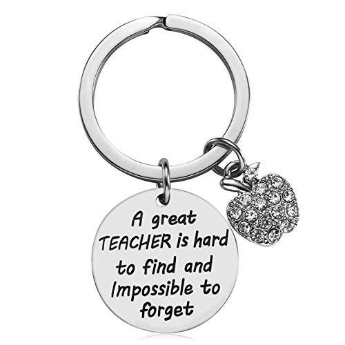 Teacher Appreciation Gift for Women, Teach Love Inspire Heart Teacher Keychain, Jewelry Gift for Teachers, Birthday Gift for Teacher Valentines Gifts (A Great Teacher)