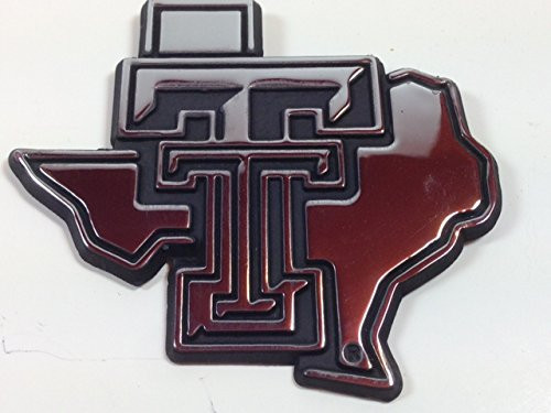 Texas Tech METAL Auto Emblem large logo in state shape