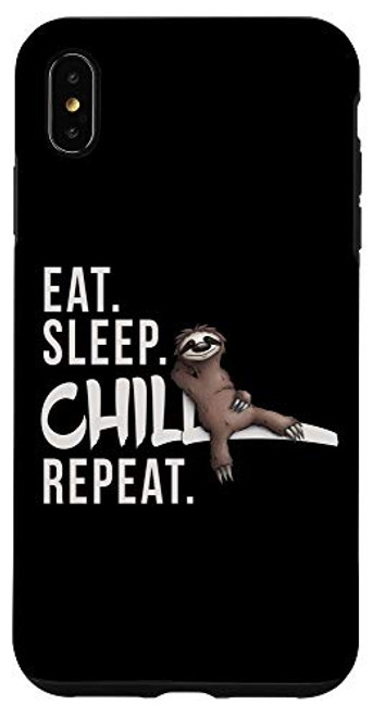 iPhone XS Max Funky Relaxed Lazy Sloth Eat Sleep Chill Repeat Case