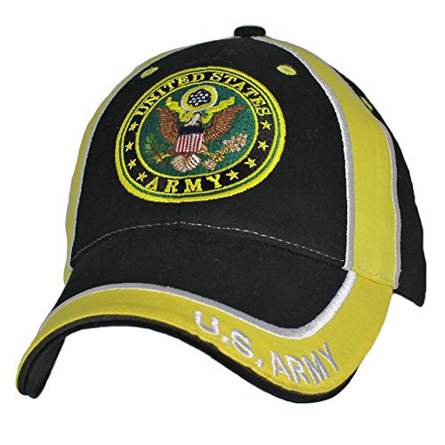 U_S_ Army Insignia HatArmy Emblem Black   Yellow Baseball Cap 6568