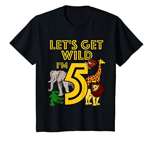 Kids 5 Year Old Zoo Birthday Shirt Safari Jungle Animal 5th Gift T-Shirt