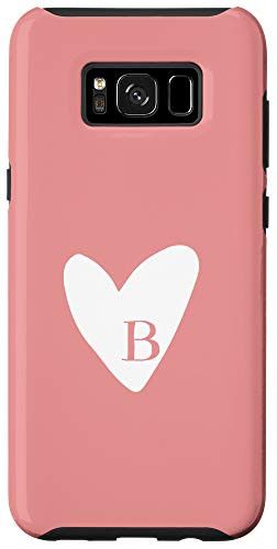 Galaxy S8 Cute Hand Drawn Minimalist Heart with Letter B Monogram Pink Case