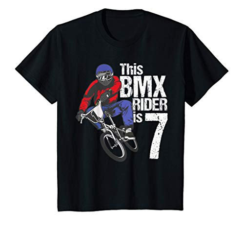 Kids 7 Year Old BMX Birthday Party Boys Dirt Bike Biking 7th Gift T-Shirt