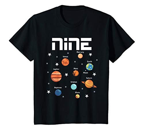Kids 9 Year Old Outer Space Birthday Shirt Solar Planets 9th Gift T-Shirt