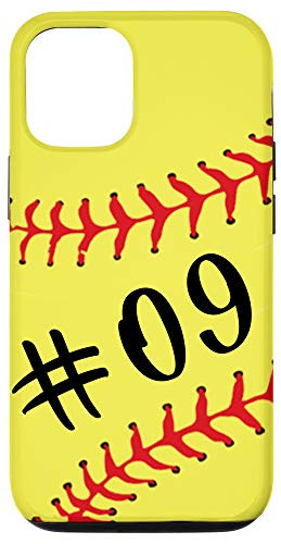 iPhone 1212 Pro Softball Player 09 Jersey No 09 Number Ball Sport Gift Case