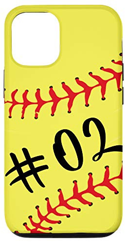 iPhone 1212 Pro Softball Player 02 Back No 02 Jersey Number Sport Gift Case