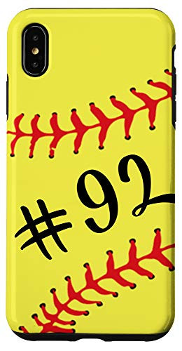 iPhone XS Max Softball Player 92 Jersey No 92 Uniform Number Ball Gift Case