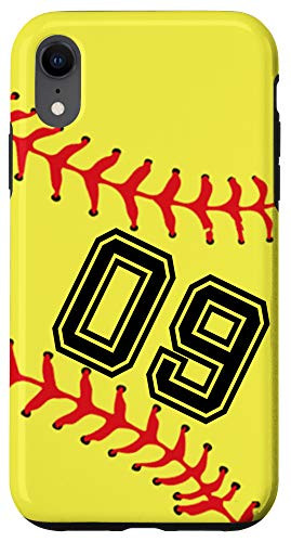 iPhone XR Softball Player 09 Jersey No 09 Number Ball Sport Gift Idea Case