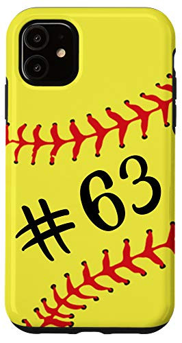 iPhone 11 Softball Player 63 Jersey No 63 Number Ball Sport Gift Idea Case