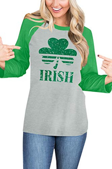St Patricks Day Womens Color Block Irish Raglan Clover T Shirt Long Sleeve Irish Green Top XL St Patricks Day Womens Color Block Irish Raglan Clover T Shirt Long Sleeve Irish Green Top XL