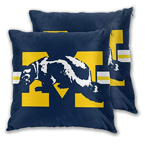 Xihe Fashion Michigan Football College Team Throw Pillowcase Set of Zipper Double-Sided Printing Pillow Cases Home Decorative Pillow Covers Without Insert ? 18 X 18 Michigan Wolverines ?