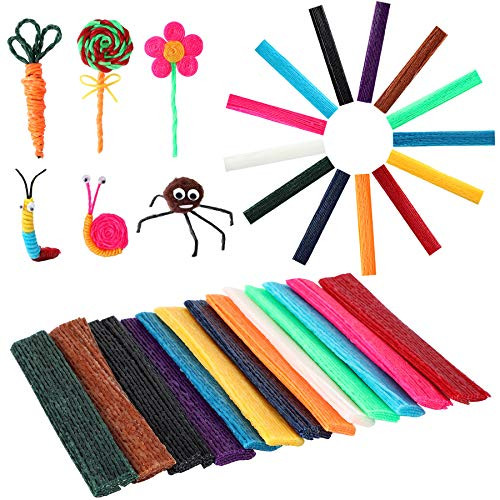 UPINS 1000PCS Wax Craft Sticks Bendable Sticky Wax Yarn Sticks in 13 Colors with Blue Storage Bag for Kids DIY Art Supplies