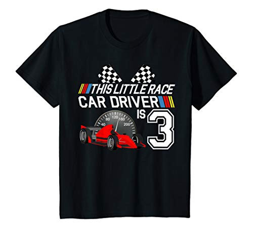 Kids 3 Year Old Race Car Birthday Shirt 3rd Racing Party Gift Tee