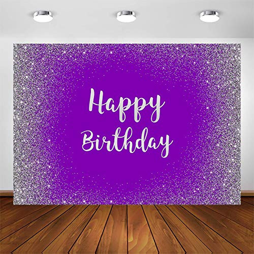 Avezano Happy Birthday Purple Backdrop for Girls Women Bday Party Photobooth Background Purple Silver Glitter Spots Dot Sparkle Birthday Party Decorations Photography Backdrops 7x5ft Avezano Happy Birthday Purple Backdrop for Girls Women Bday Party Photobooth Background Purple Silver Glitter Spots Dot Sparkle Birthday Party Decorations Photography Backdrops 7x5ft