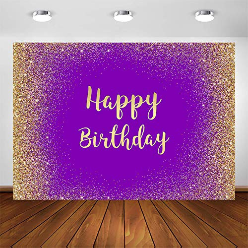 Avezano Purple Gold Happy Birthday Backdrop for Girls Women Adult Birthday Party Photobooth Decorations Gold Glitter Spots Dot Sparkle Purple Birthday Party Photography Background 7x5ft Avezano Purple Gold Happy Birthday Backdrop for Girls Women Adult Birthday Party Photobooth Decorations Gold Glitter Spots Dot Sparkle Purple Birthday Party Photography Background 7x5ft