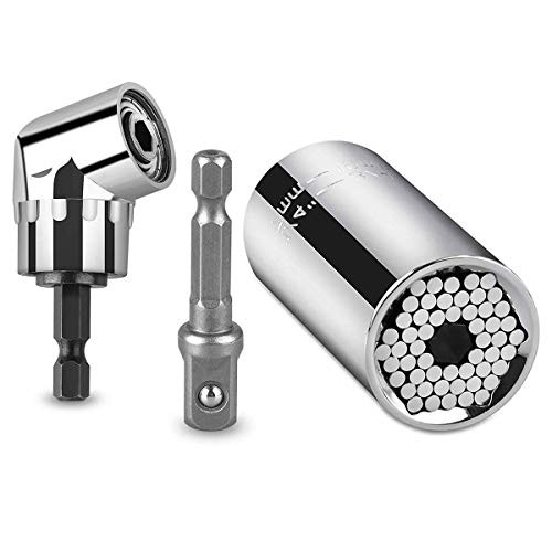 Niudai Universal Socket Upgraded Universal Socket Wrench 7-19mm Universal Socket Tool Sets Universal Socket Grip With Power Drill Adapter Best Gift For Men Dad Boyfriend Husband Diy Handyman