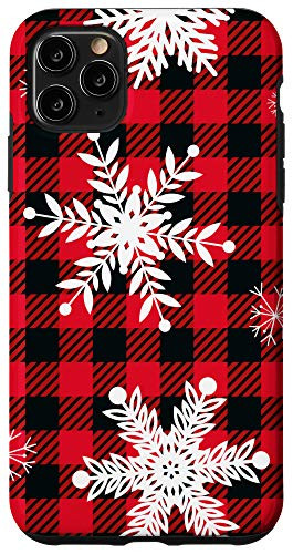 iPhone 11 Pro Max Red Christmas Plaid Snowflake Winter Pattern Case