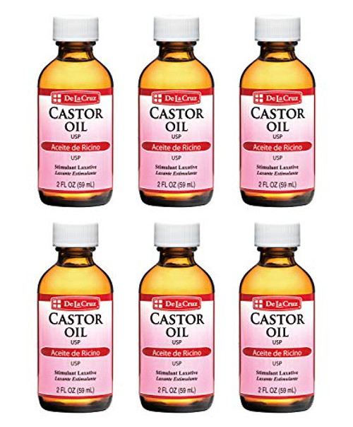 De La Cruz Pure Castor Oil Expeller-Pressed Non-GMO USP Grade Bottled in USA 2 FL OZ 6