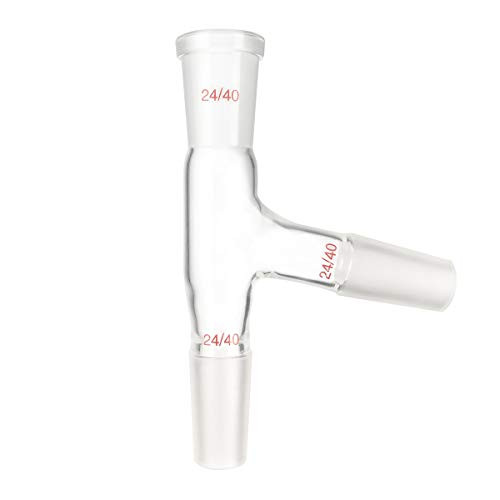 QWORK Glassware 3 Way Distilling Adapter with 2440 Joints Head for Distillation Apparatus