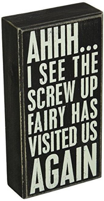 Primitives by Kathy 19157 Classic Box Sign, 4" x 8" x 1.75", Screw Up Fairy Primitives by Kathy 19157 Classic Box Sign, 4" x 8" x 1.75", Screw Up Fairy