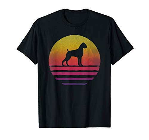 Retro Vintage Sunset Boxer Dog Breed Silhouette Gift T-Shirt