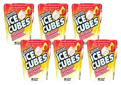 Ice Breakers Ice Cubes Sugar Free Gum Strawberry Lemonade Natural and Artificial Flavors 40 Count Pack of 6