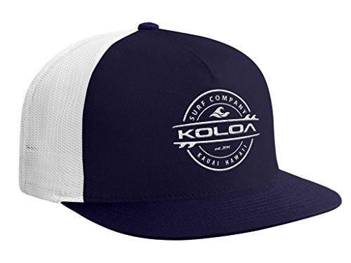 Koloa Surf Thruster Logo Mesh Back Trucker Hat in Navy with WhiteMeshw Logo