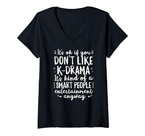 Womens Korea Korean K-Drama K-Pop Funny Smart People Gift V-Neck T-Shirt