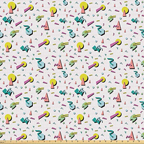 Ambesonne Vintage Fabric by The Yard 80s Fashion Style Retro Geometrical Doodle Funky Lines Circles Triangles Stretch Knit Fabric for Clothing Sewing and Arts Crafts 1 Yard Multicolor Ambesonne Vintage Fabric by The Yard 80s Fashion Style Retro Geometrical Doodle Funky Lines Circles Triangles Stretch Knit Fabric for Clothing Sewing and Arts Crafts 1 Yard Multicolor