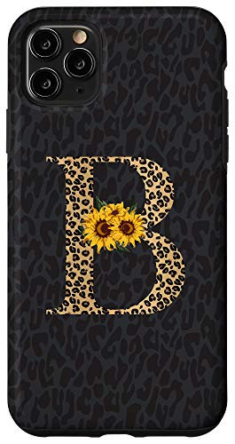 iPhone 11 Pro Max Leopard Cheetah Animal Print Sunflower Letter B Monogram Case