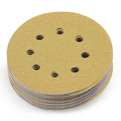 LotFancy 5in 8 Holes 220 Grit Sanding Discs 100PCS Random Orbital Sander Sandpaper Hook and Loop Round Sand Paper