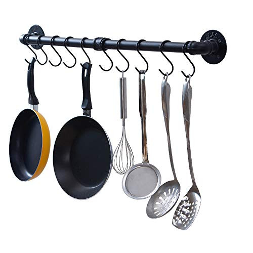 ORZ Black 31 Inch Wall Mounted Pot Rack Pans Hanging Organizer Pot Lid Utensil Holder Cup Hanger Bar Coffee Mug Rack for kitchen with 10 Detachable S Hooks ORZ Black 31 Inch Wall Mounted Pot Rack Pans Hanging Organizer Pot Lid Utensil Holder Cup Hanger Bar Coffee Mug Rack for kitchen with 10 Detachable S Hooks