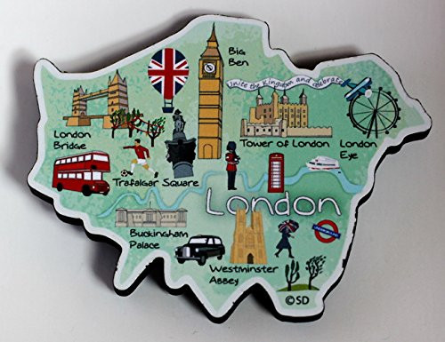 London England Decowood Jumbo Wood Fridge Magnet 3.5