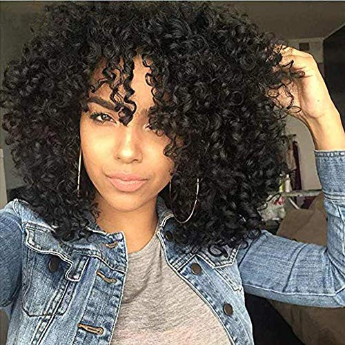 SMUSTY Afro Wigs For Black Women Short Kinky Curly Full Wigs Synthetic Heat Resistant Wigs For African Women With Wig Cap SMUSTY Afro Wigs For Black Women Short Kinky Curly Full Wigs Synthetic Heat Resistant Wigs For African Women With Wig Cap