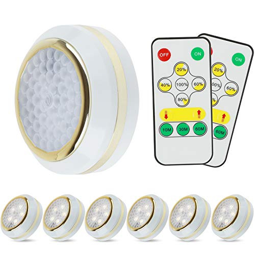 Polaristar Puck Lights Wireless LED Closet Lights with Remote Control Dimmable Under Cabinet Lighting Puck Lights Battery Operated Under Counter Lighting Stick On Lights6 Pack