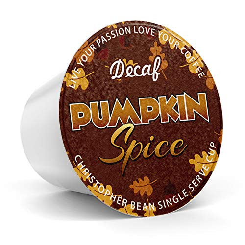 Pumpkin Spice Single Cup Decaf Holiday Coffee Christopher Bean Coffee_ 18 Count Box Seasonal Gift Christmas Compatible With K Cup Brewer