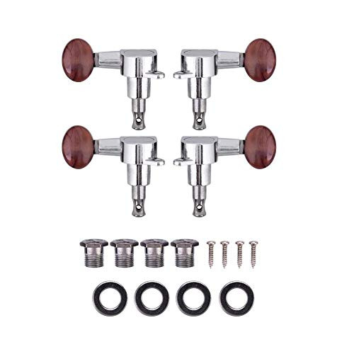 Ukulele String Tuning Pegs Silver Enclosed Locking Tuners Red Round Machine Heads for 4 String Guitars