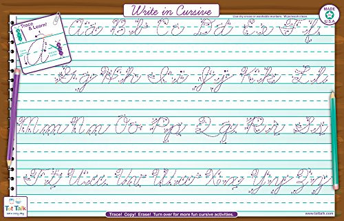 Tot Talk Write in Cursive Activity Educational Placemat for Kids, Washable and Long-Lasting