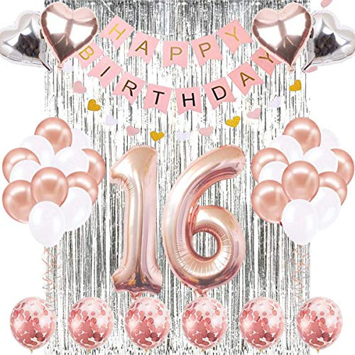 16th Birthday Decorations Banner Balloon Happy Birthday Banner 16 Years Old Birthday Decoration Supplies Sweet Sixteen Decorations 16th Rose Gold Number Balloons Number 16 Birthday Balloons 16th Birthday Decorations Banner Balloon Happy Birthday Banner 16 Years Old Birthday Decoration Supplies Sweet Sixteen Decorations 16th Rose Gold Number Balloons Number 16 Birthday Balloons