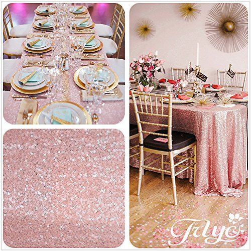 12''x108'' Blush Pink Sequin Table Runner, Sequin Table Cloth, Blush Pink Sequin Tablecloths, Sequin Linens
