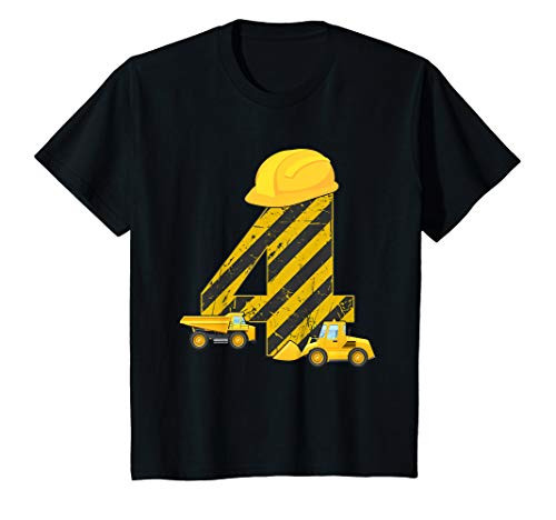 Kids 4th Birthday Digger T-Shirt I 4 Years Builder Excavator Gift T-Shirt