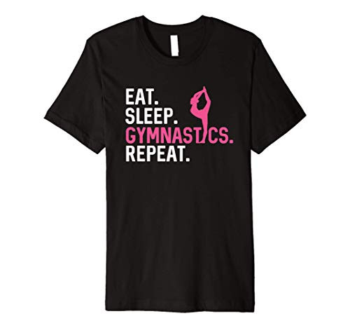 Eat Sleep Gymnastics Repeat T Shirt for Girls Pink Gymnast
