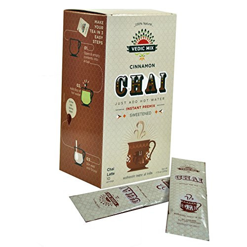 Vedic Mix Sweetened Chai Tea Latte, Cinnamon (10 Single-serve Packets)