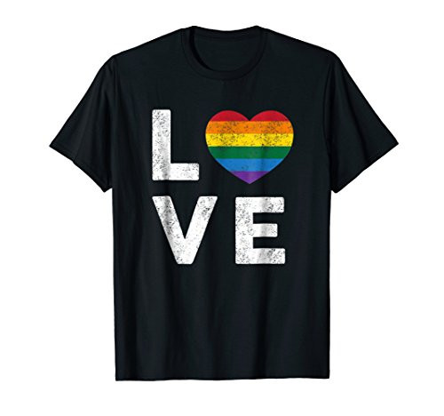 Distressed LOVE Gay Pride T-shirt gay flag shirt