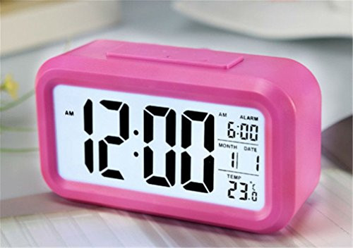 MUXAN LED Digital Alarm Clock Desk Night Light with Date Calendar Temperature for Bedroom Home Office Travel Snooze Alarm Clock Pink MUXAN LED Digital Alarm Clock Desk Night Light with Date Calendar Temperature for Bedroom Home Office Travel Snooze Alarm Clock Pink